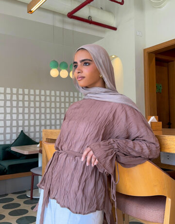 Crinkle Blouse-Downtown Brown