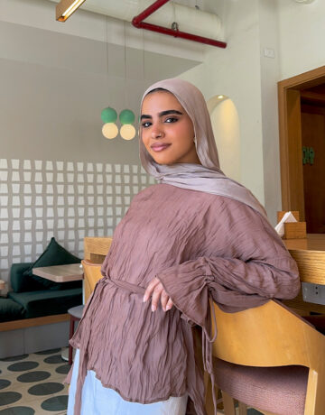 Crinkle Blouse-Downtown Brown