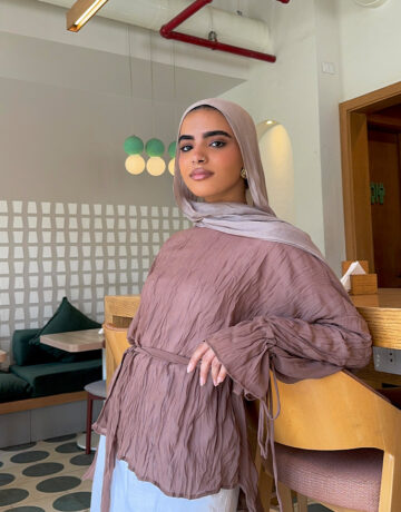 Crinkle Blouse-Downtown Brown