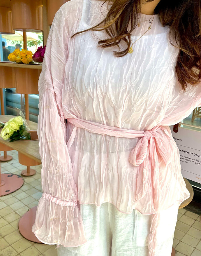 Crinkle Blouse-Powder Pink
