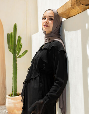 Ruffle Cardigan-Black