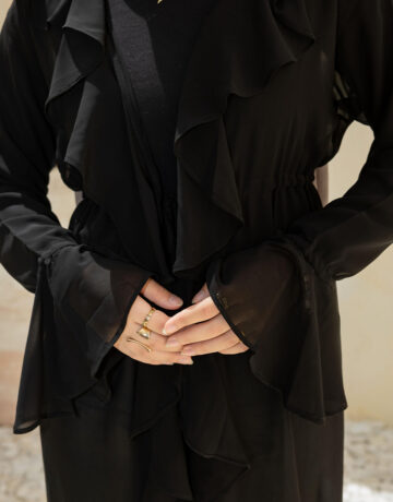 Ruffle Cardigan-Black
