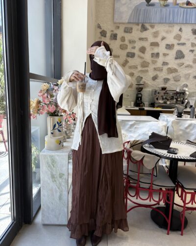 Crinkle skirt brown