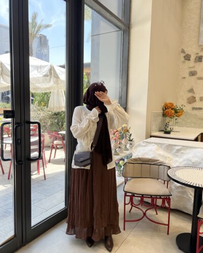 Crinkle skirt brown
